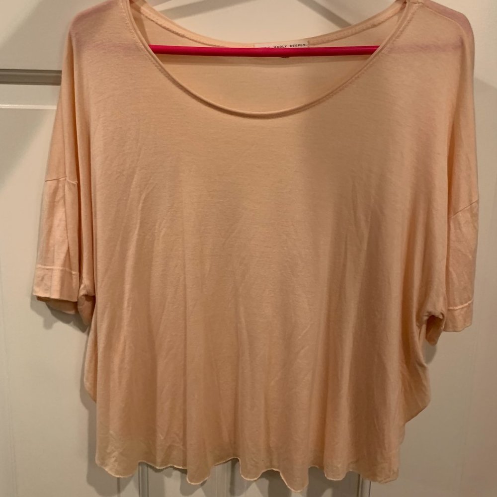 Light pink cropped flowy shirt